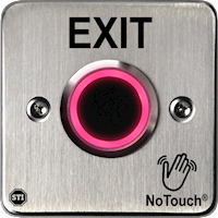 NoTouch® European Single-Gang, Exit Stainless Steel Infrared (IR) Pushbutton Switch (Rest)