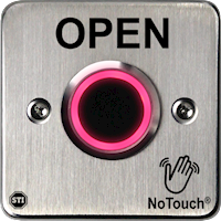 NoTouch® European Single-Gang, Open Stainless Steel Infrared (IR) Pushbutton Switch (Rest)